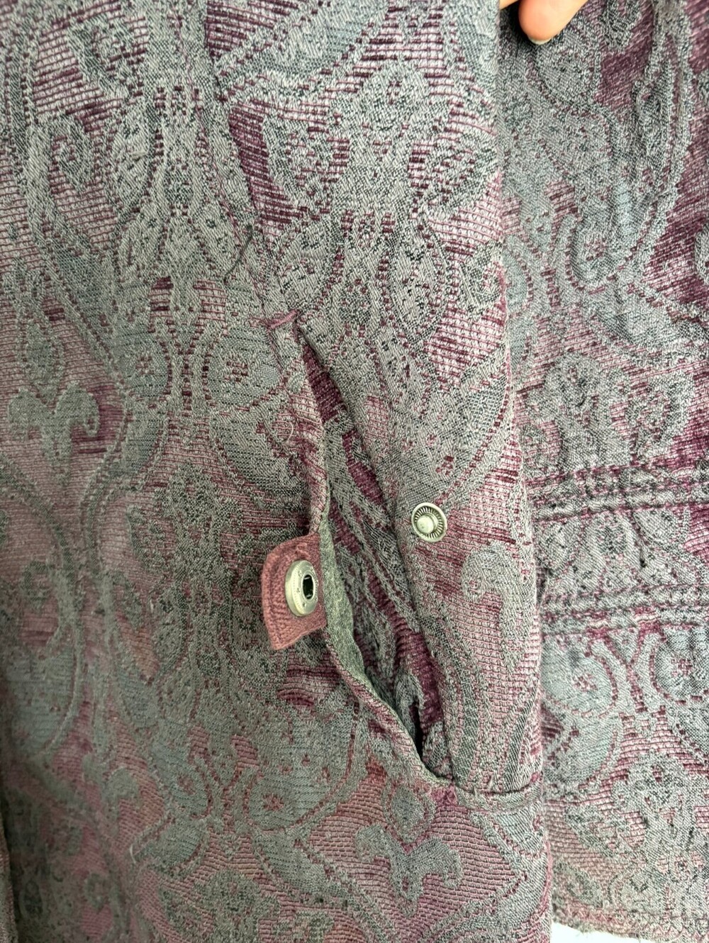 Free People Jacquard Brocade Tapestry Coat Sz 8 Purple Boho Chic Button Pockets - Picture 5 of 9
